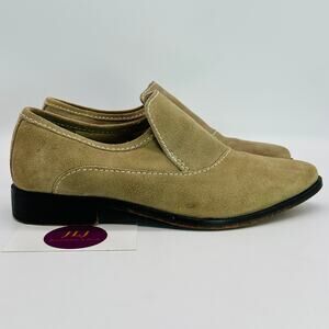 Free People Women's Brady Taupe Suede Leather Slip On Loafers Size 37 EU/ 6.5 US